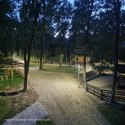Weitere LED-Leuchten und Masten für den Assisi-Hof in Stockerau